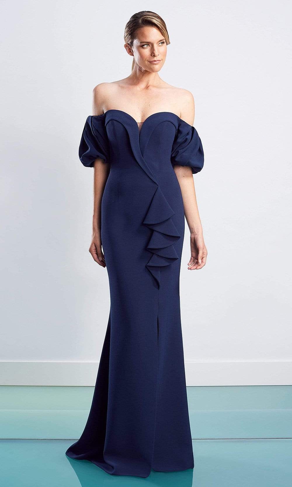 Alexander By Daymor - 1479 Sweetheart Crepe Sheath Gown Evening Dresses 4 / Midnite