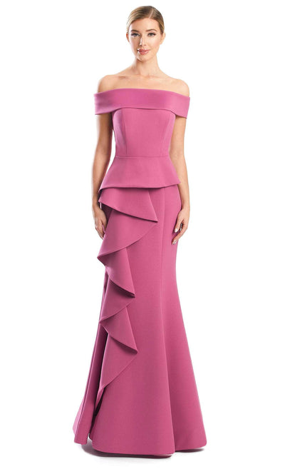 Alexander by Daymor 1756S23 - Minimalistic Off Shoulder Gown Evening Dresses 00 / Orchid