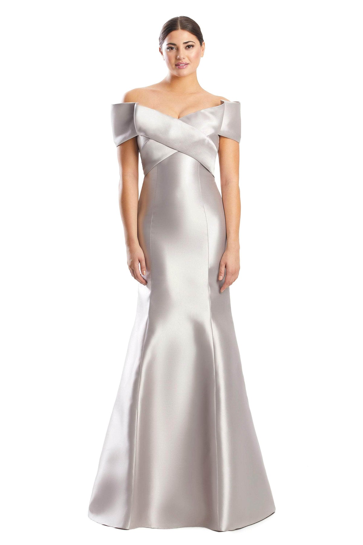 Alexander by Daymor 1763S23 - Sweetheart Off-Shoulder Formal Dress Evening Dresses 00 / Silver/Taupe