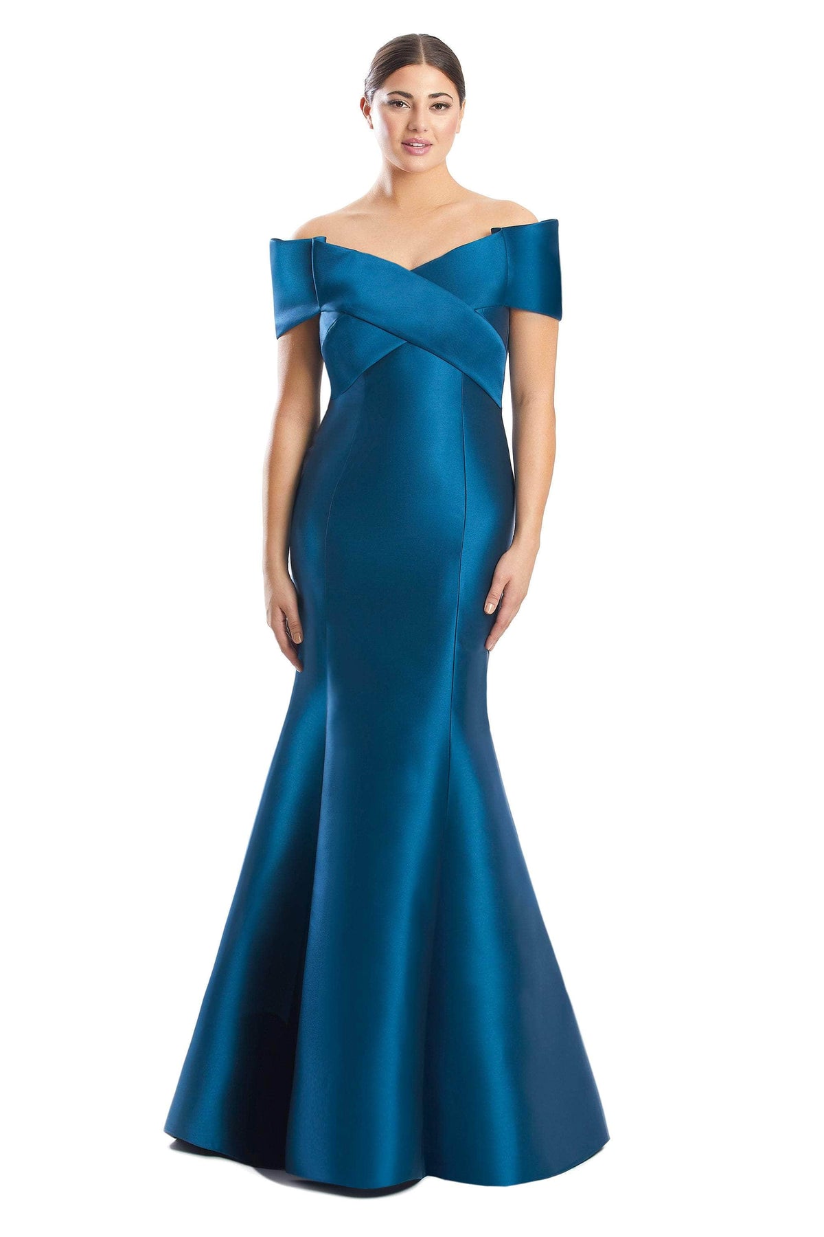 Alexander by Daymor 1763S23 - Sweetheart Off-Shoulder Formal Dress Evening Dresses 00 / Teal Blue