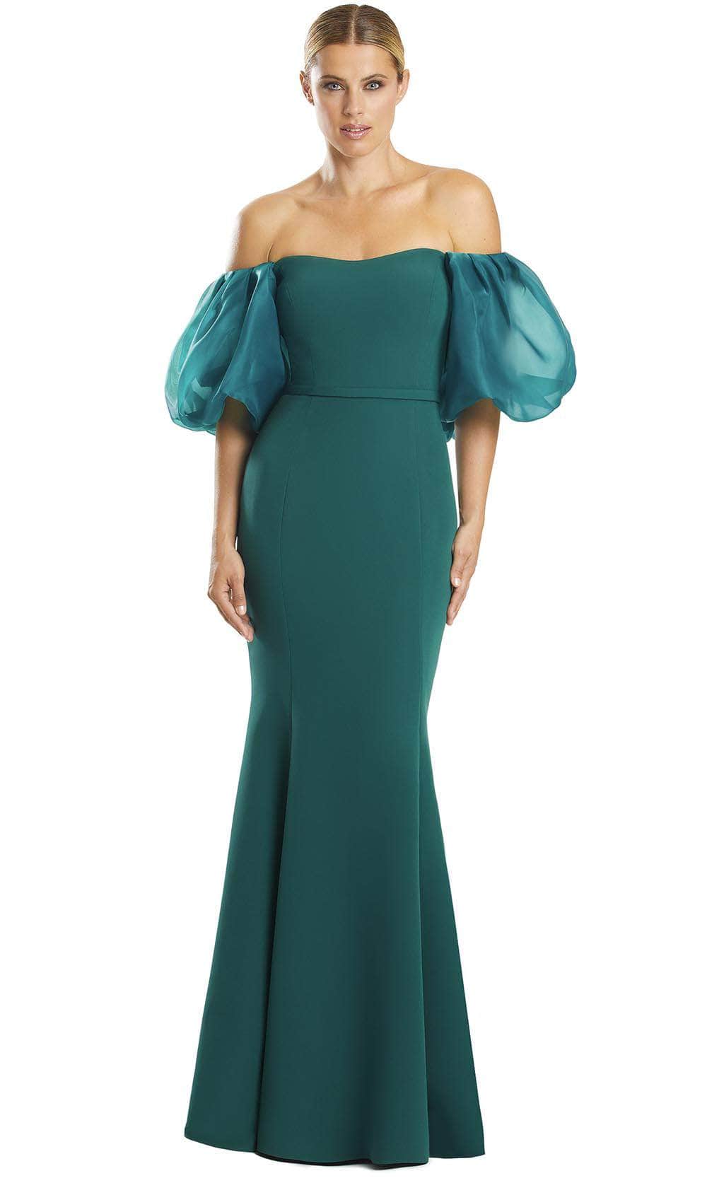 Alexander by Daymor 1870F23 - Puff Sleeve Trumpet Evening Gown