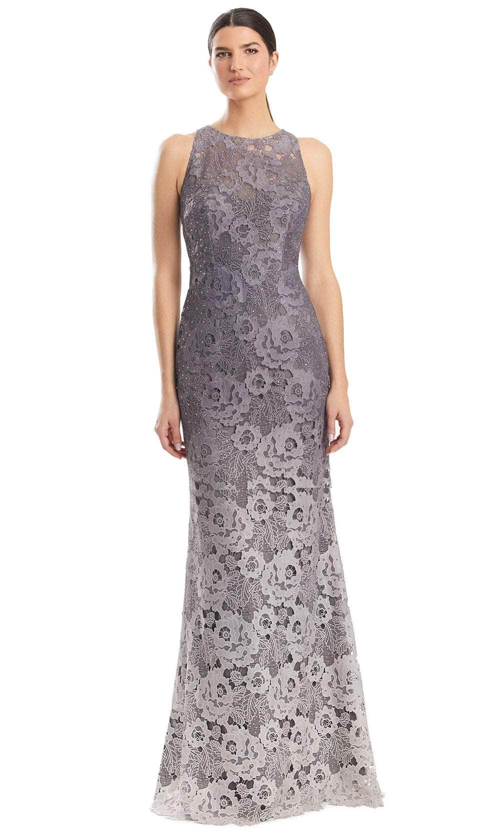 Alexander by Daymor 1975S24 - Lace Applique Sleeveless Dress Prom Dresses 4 /  Frosted Mocha Ombre