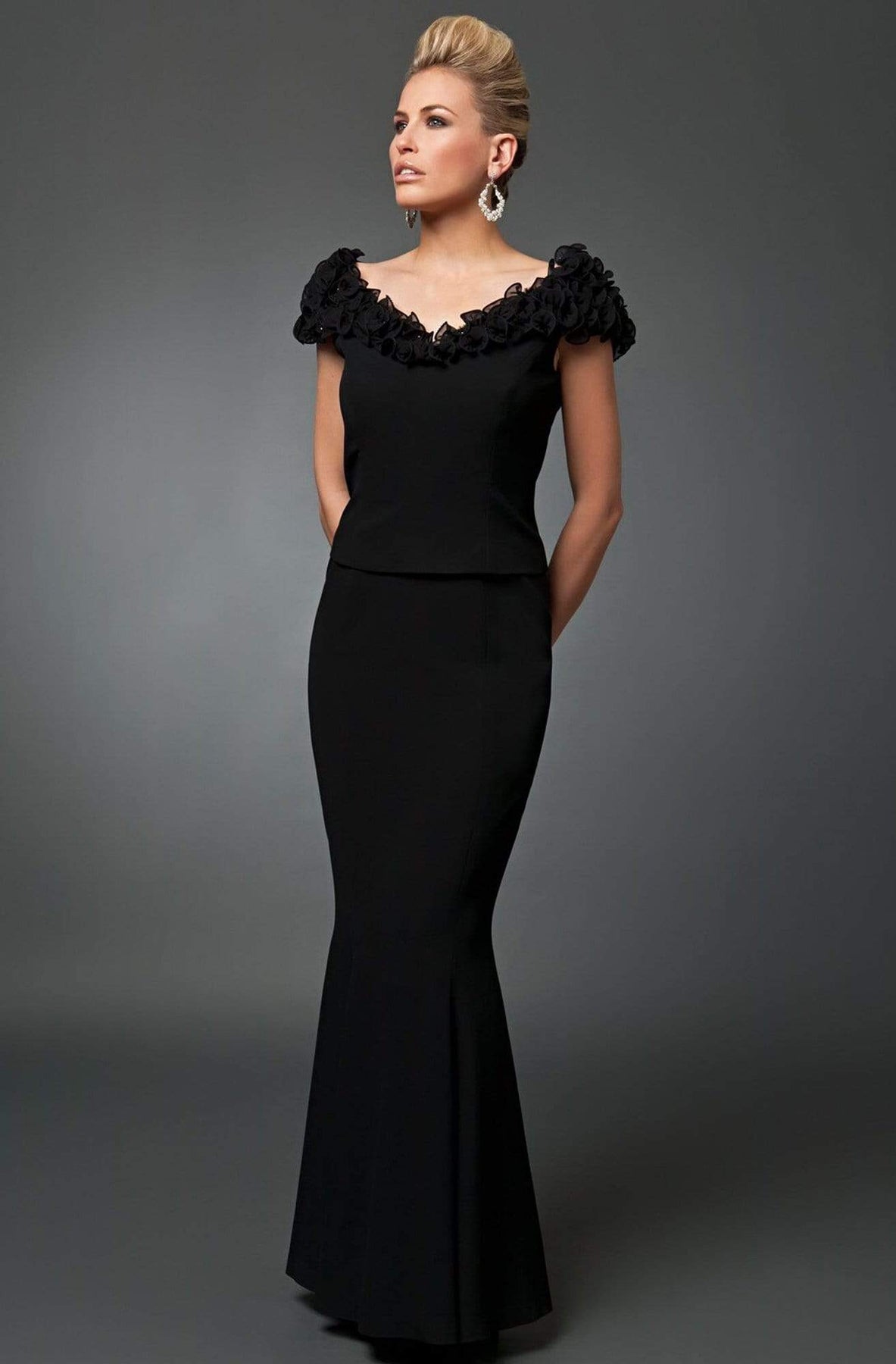 Alexander by Daymor - 2003 Rosette Ruffles Off Shoulder Evening Dress Mother of the Bride Dresses