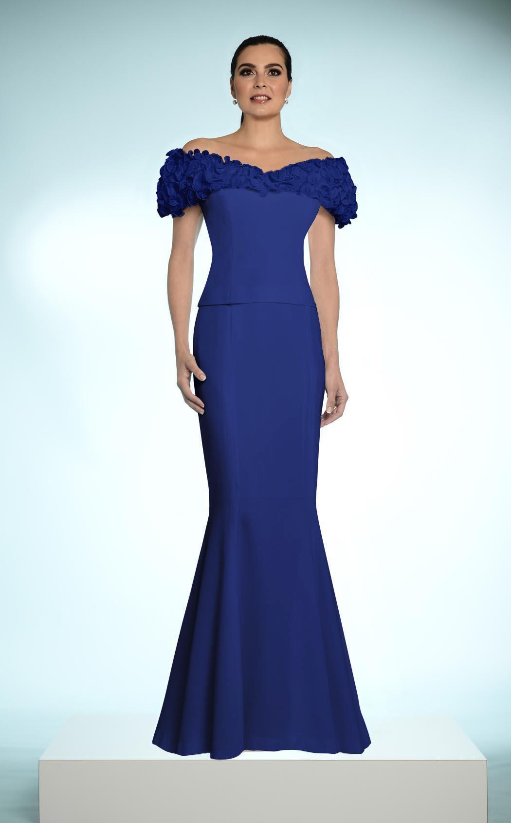 Alexander by Daymor - 2003 Rosette Ruffles Off Shoulder Evening Dress Mother of the Bride Dresses