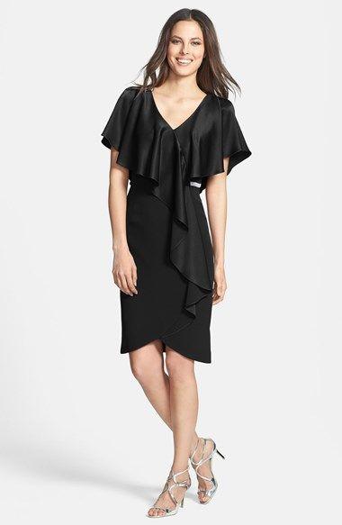 Alexander by Daymor - 609 Drape Short Sleeve Cocktail Dress Mother of the Bride Dresses 2 / Black