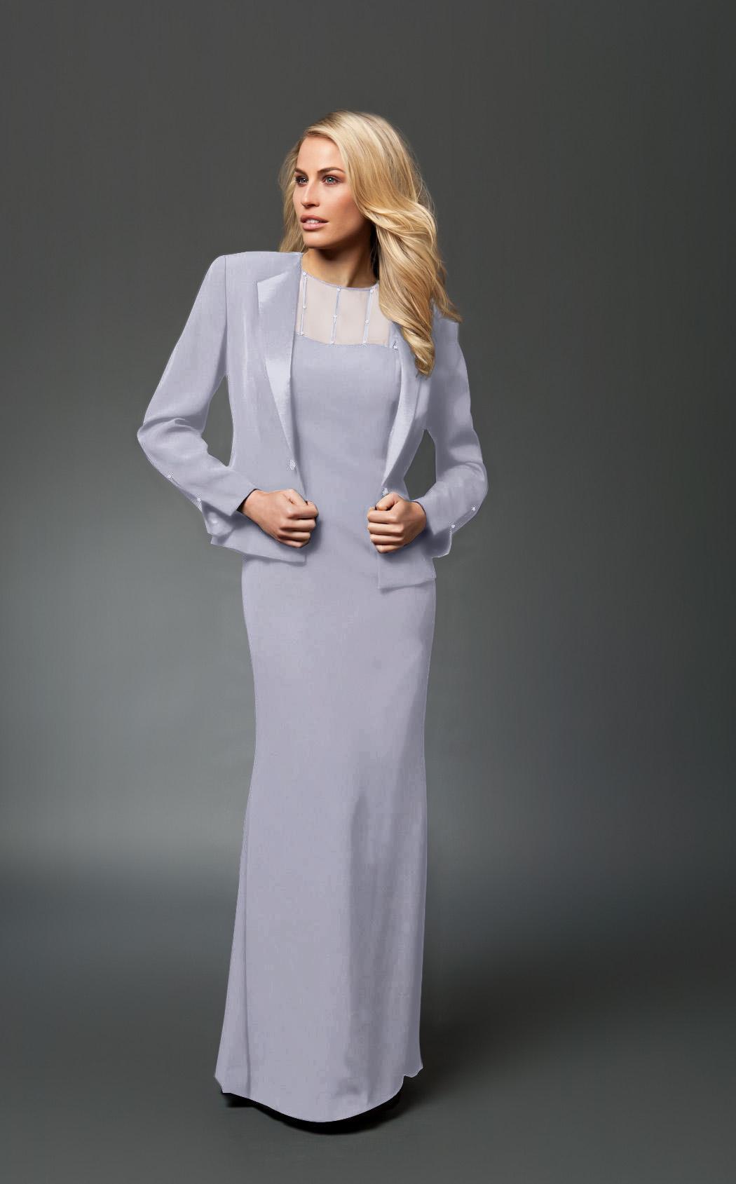 Alexander by Daymor - 702105 Classy Sheer Beaded Sheath Dress With Jacket Mother of the Bride Dresses