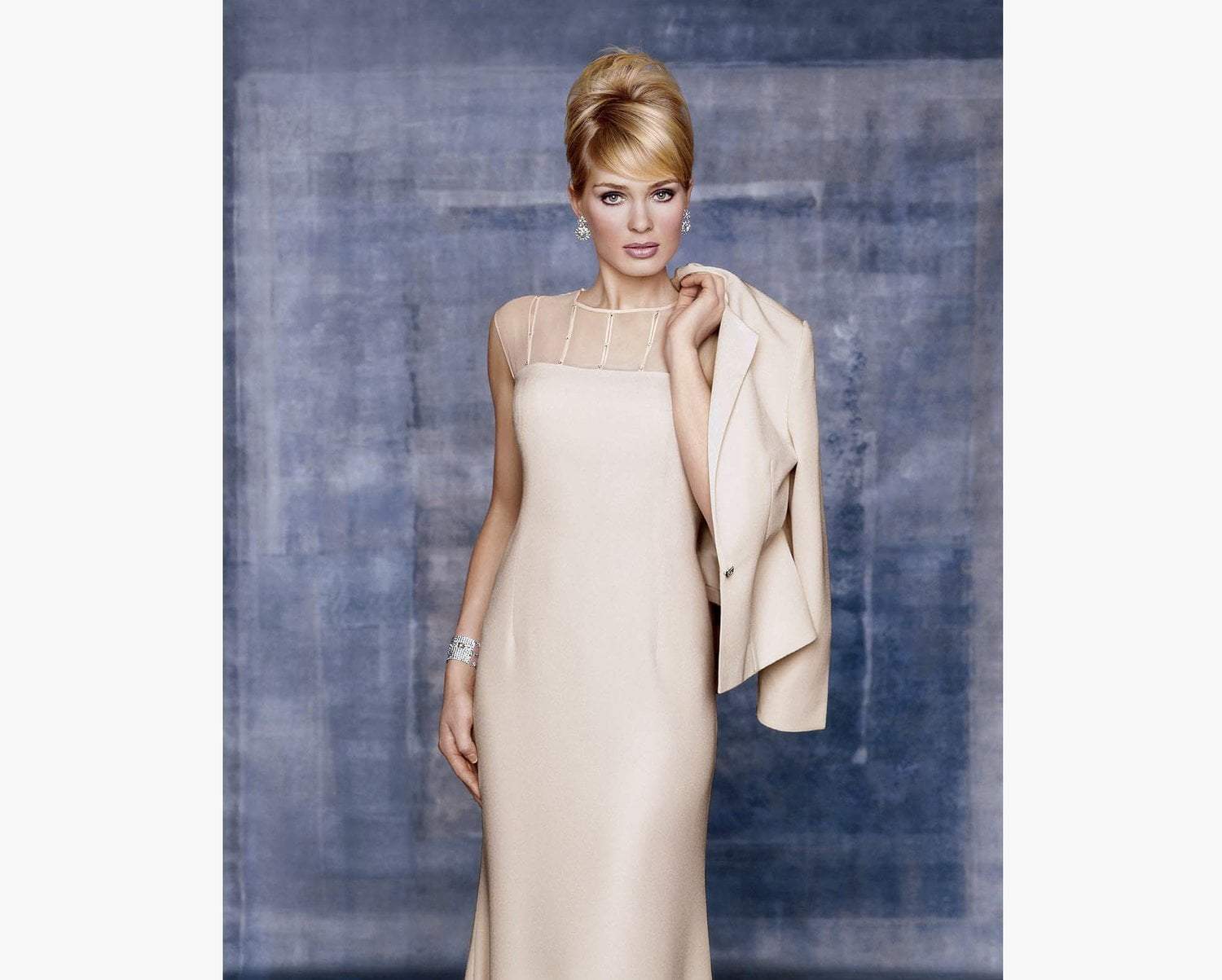 Alexander by Daymor - 702105 Classy Sheer Beaded Sheath Gown With Jacket Mother of the Bride Dresses 2 / Blush