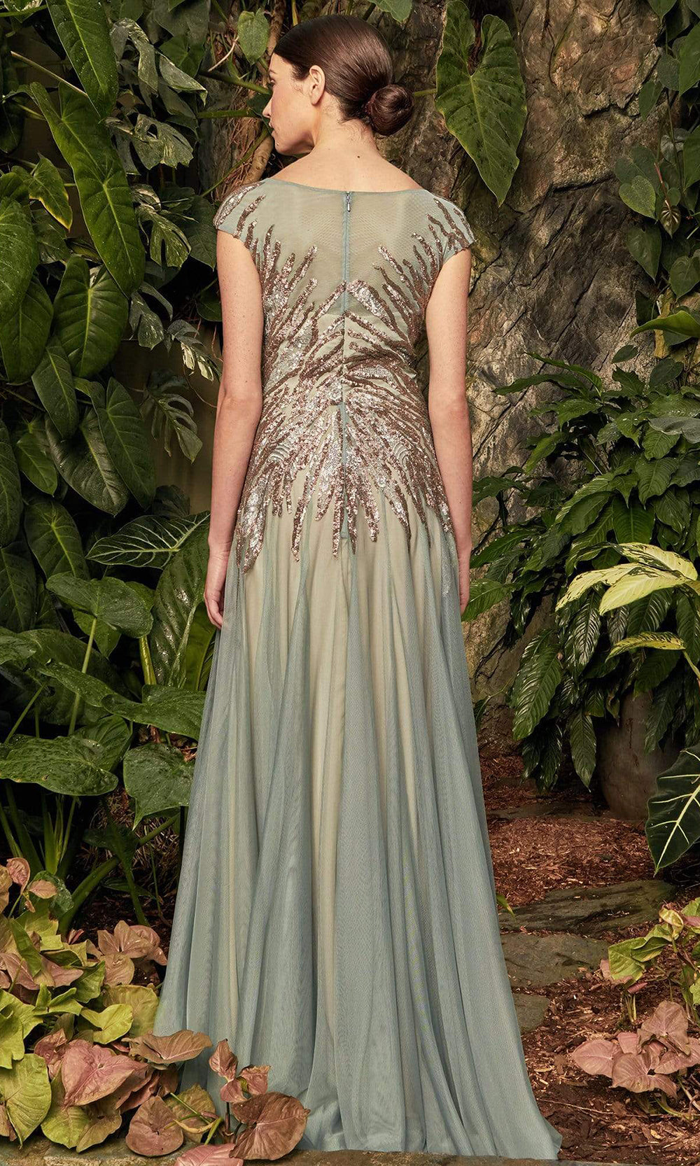 Alexander by Daymor Beaded Bateau A-Line Dress 957 - 1 pc Iceberg in Size 20 and 1 pc Smoke in Size 20 Available CCSALE 20 / Iceberg