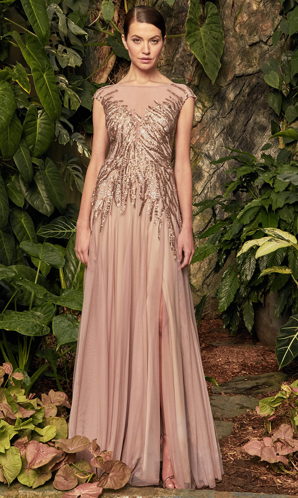 Alexander by Daymor Beaded Bateau A-Line Dress 957 - 1 pc Iceberg in Size 20 and 1 pc Smoke in Size 20 Available CCSALE 20 / Smoke