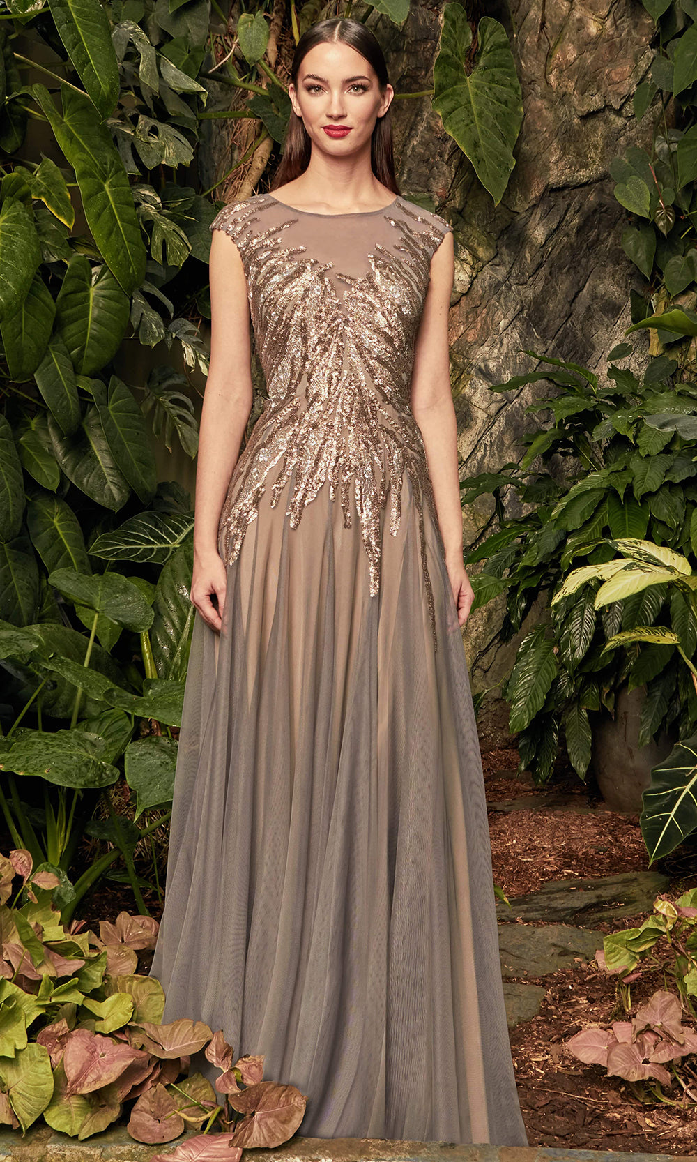 Alexander by Daymor Beaded Bateau A-Line Dress 957 - 1 pc Iceberg in Size 20 and 1 pc Smoke in Size 20 Available CCSALE 20 / Smoke