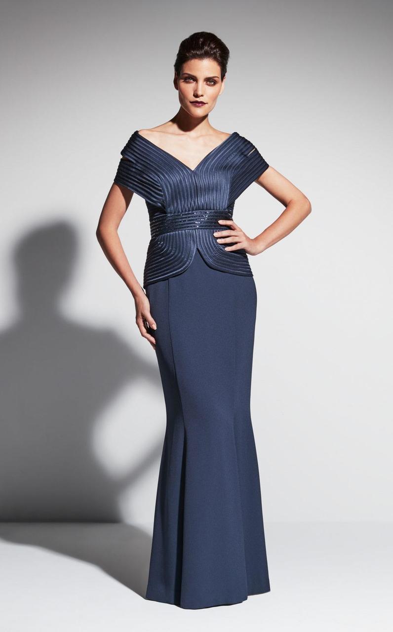 Alexander By Daymor 461 - Long Trumpet Dress - V-Neck, Offshoulder strap, Peplum, Trumpet skirt ADASA Alexander By Daymor 461 - Long Trumpet Dress - V-Neck, Offshoulder strap, Peplum, Trumpet skirt ADASA