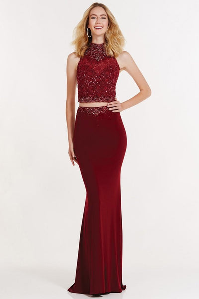 Alyce Paris - 1164 Two Piece High Halter Sheath Gown In Red