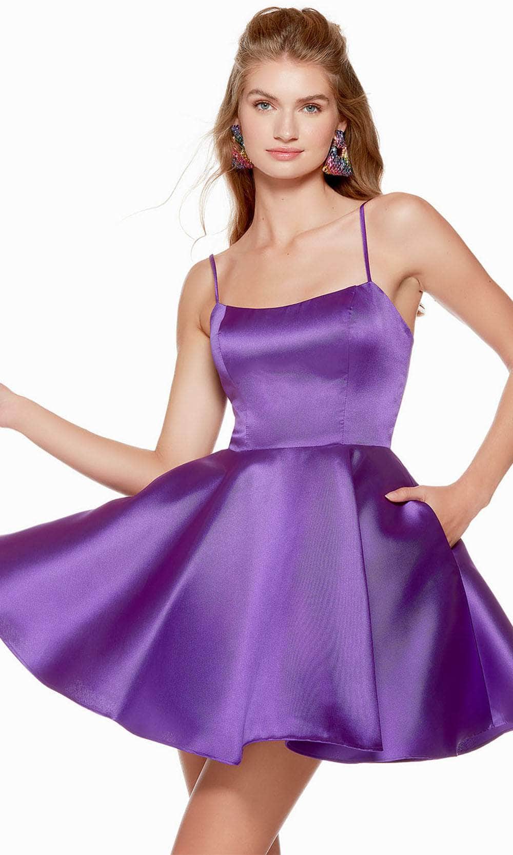 Alyce Paris 3142 - Short Mikado/Pockets A-Line Dress