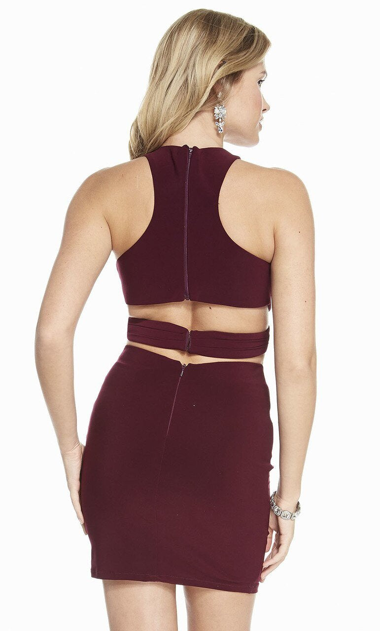 Alyce Paris - 4093 Two-Piece Crisscross Pleated Cutout Dress In Red