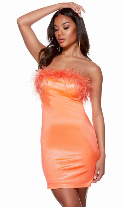 Alyce Paris 4723 - Feathered Straight-Across Cocktail Dress Prom Dresses