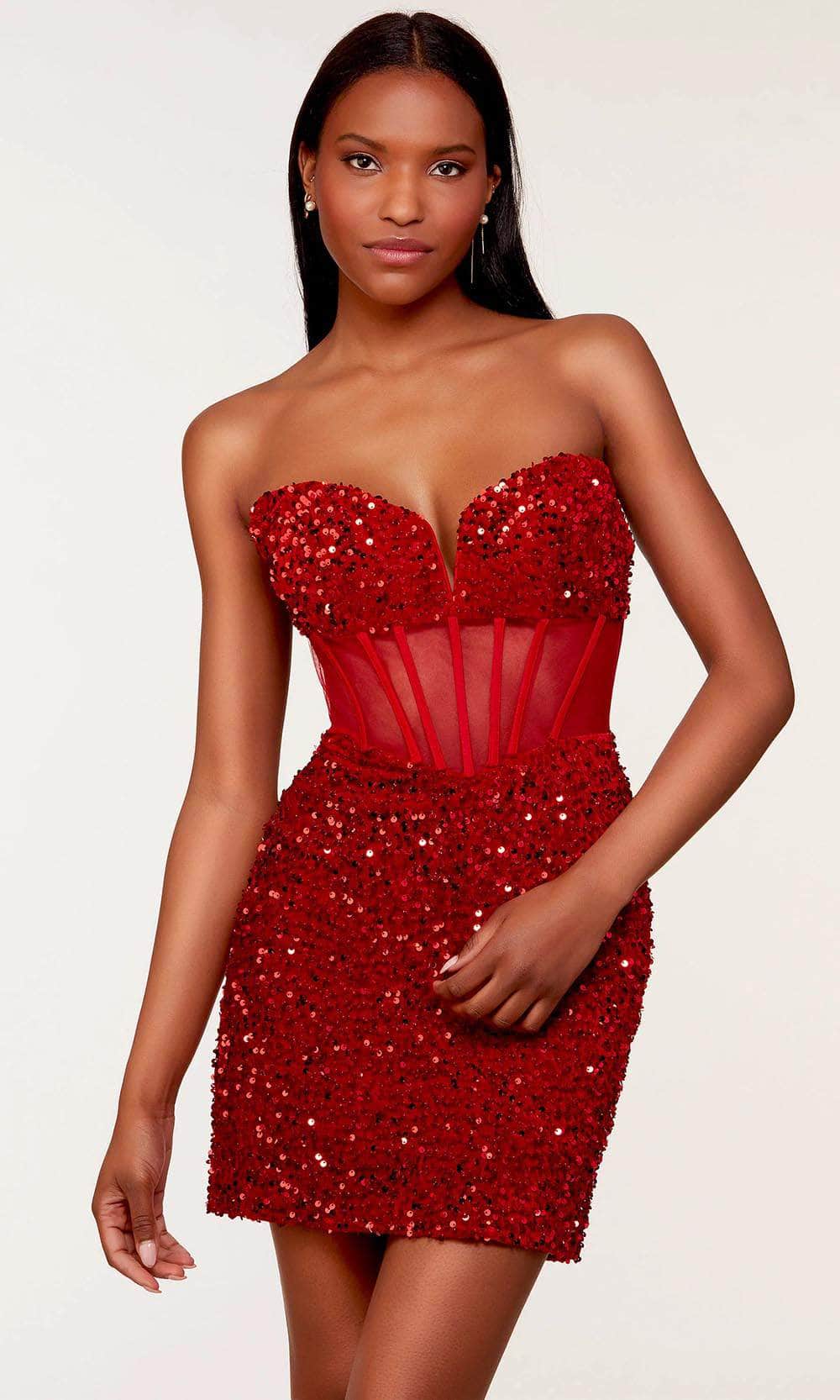 Alyce Paris 4792 - Short Plush Sequins Sheath Dress - Strapless, Midrise Back, Sheer Corset Dress, Sheer, Sparkly, Closed Back, Corset Dress, Sheer, Sparkly ADASA Alyce Paris 4792 - Short Plush Sequins Sheath Dress - Strapless, Midrise Back, Sheer Corset Dress, Sheer, Sparkly, Closed Back, Corset Dress, Sheer, Sparkly ADASA