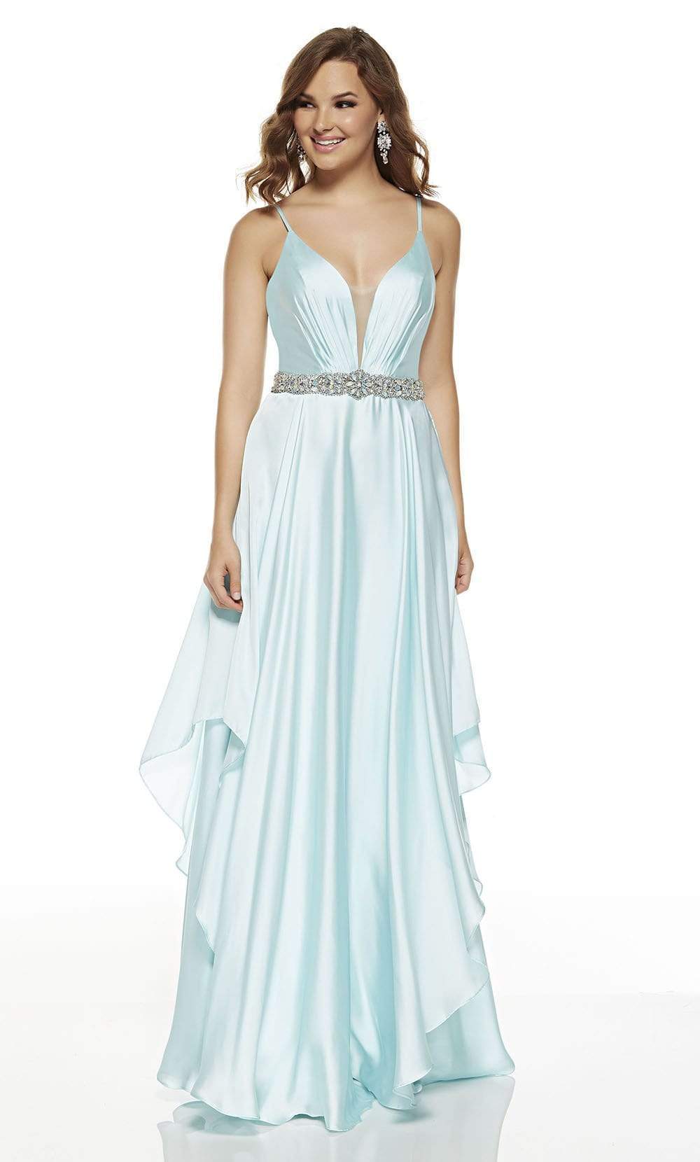 Alyce Paris 60641 - Long Satin Chiffon A-Line Dress Alyce Paris 60641 - Long Satin Chiffon A-Line Dress