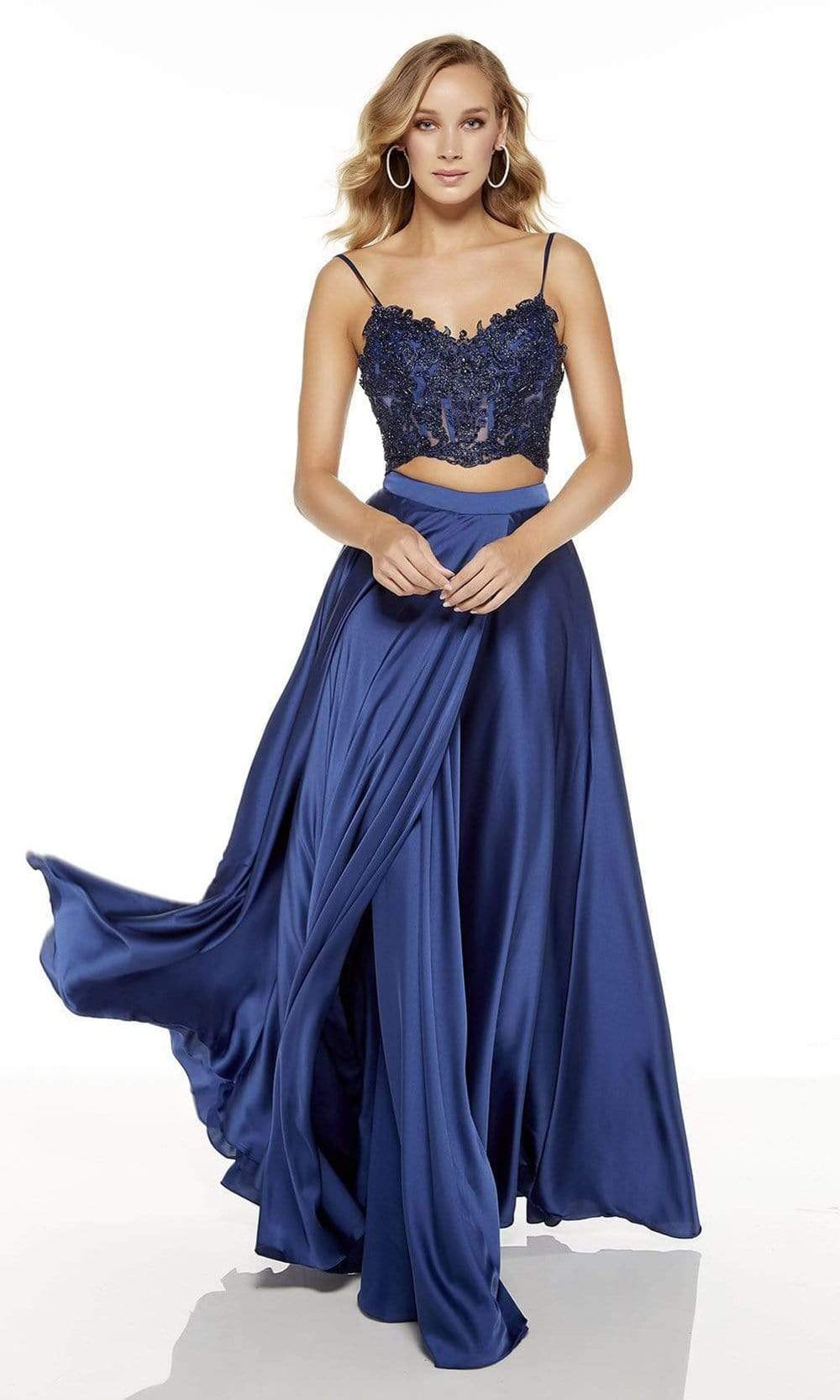 Alyce Paris 60777 - Long Satin Chiffon A-Line Dress