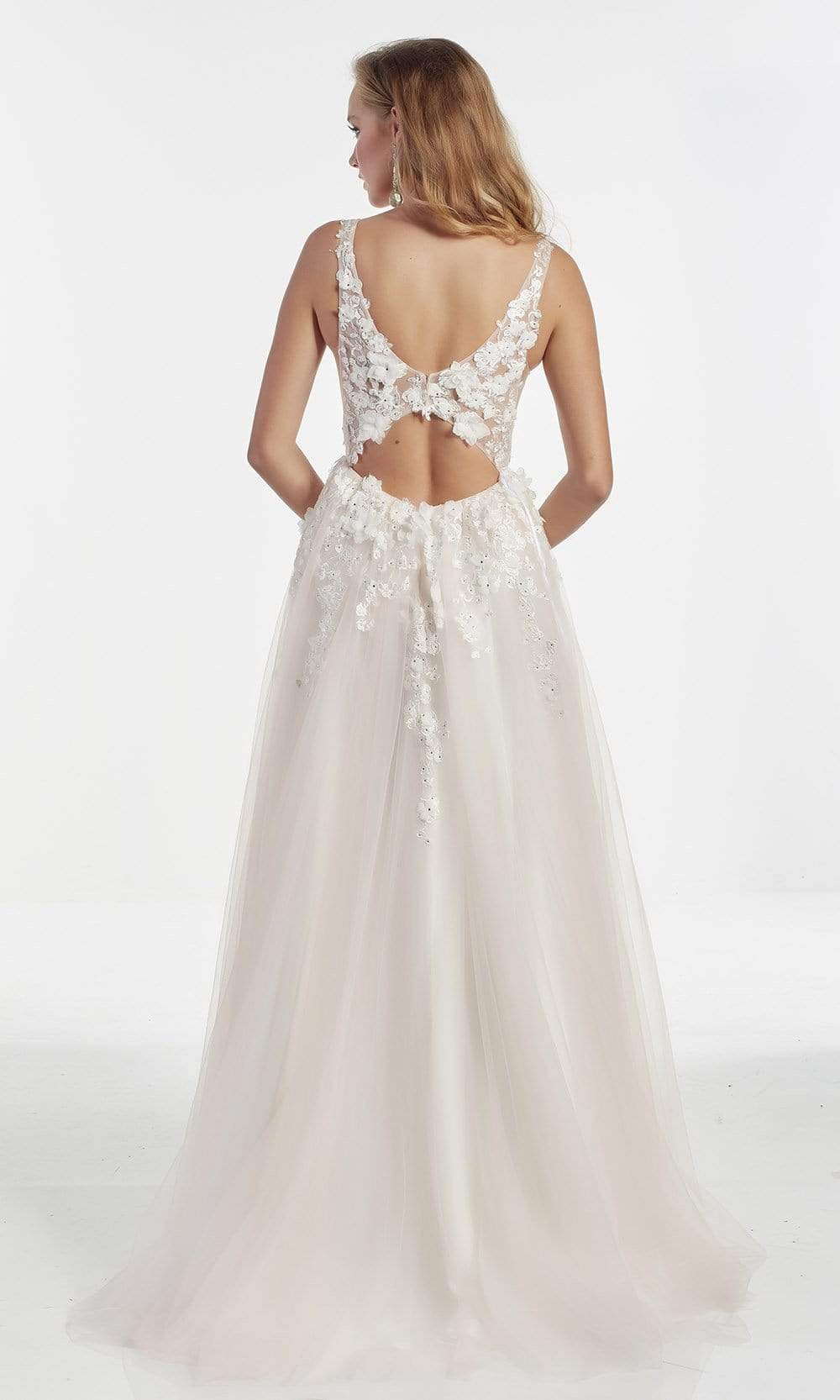 Alyce Paris - 60894 3D Floral Lace Tulle High Slit A-line Gown Prom Dresses