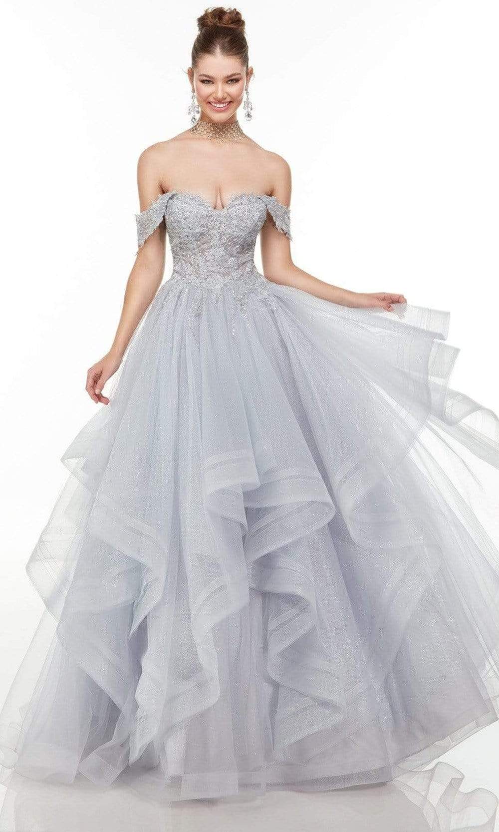 Alyce Paris - 61095 Lace Detailed Off Shoulder Gown Special Occasion Dress