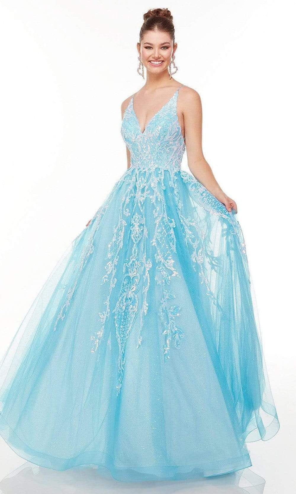 Alyce Paris - 61101 V-Neck Embellished Tulle Ballgown Prom Dresses