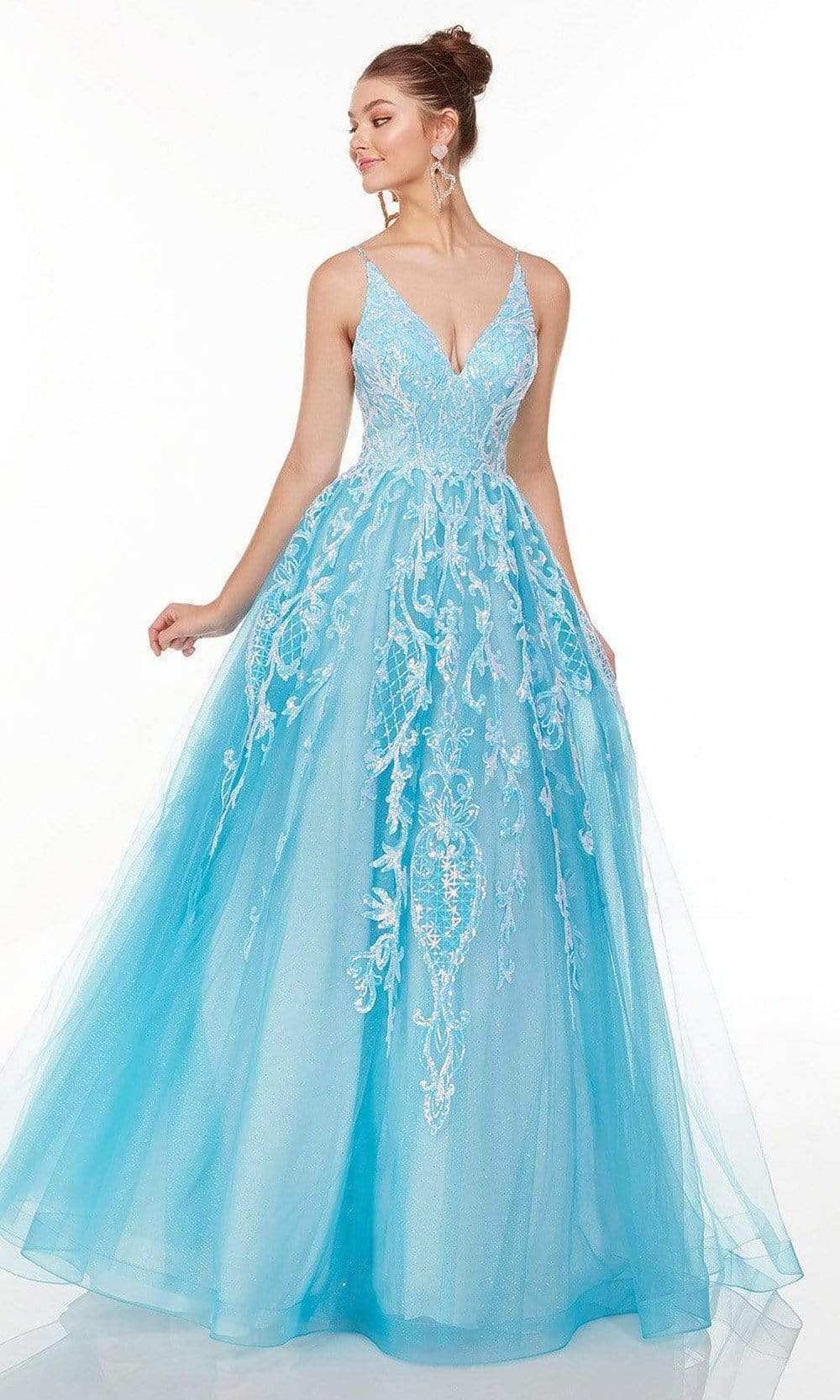 Alyce Paris - 61101 V-Neck Embellished Tulle Ballgown Prom Dresses