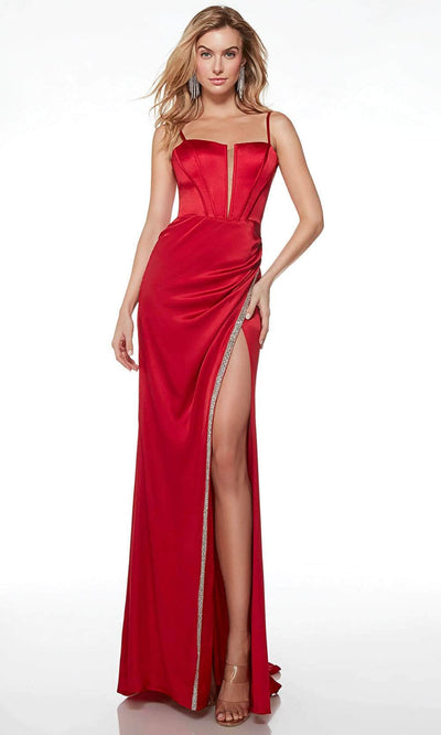 Alyce Paris 61485 - Jeweled Accent Slit Prom Gown Special Occasion Dresses