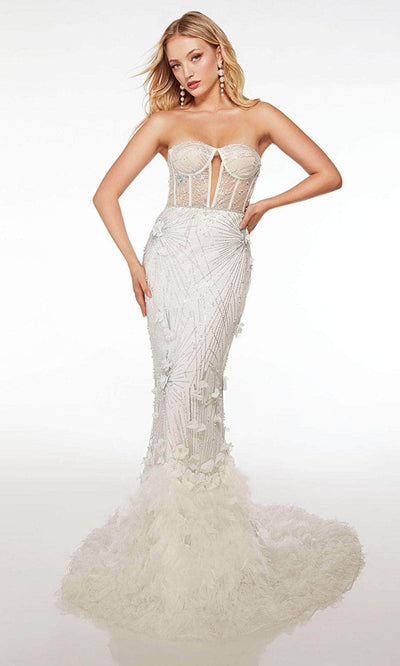 Alyce Paris 61727 - Strapless Mermaid Dress Special Occasion Dress 000 / Diamond White-Silver
