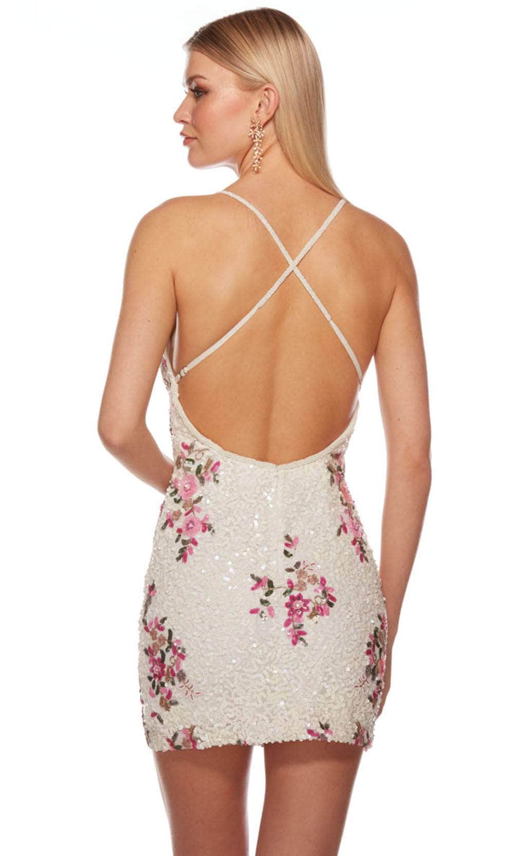 Alyce Paris 84004 - Floral Deep V-Neck Cocktail Dress Party Dresses