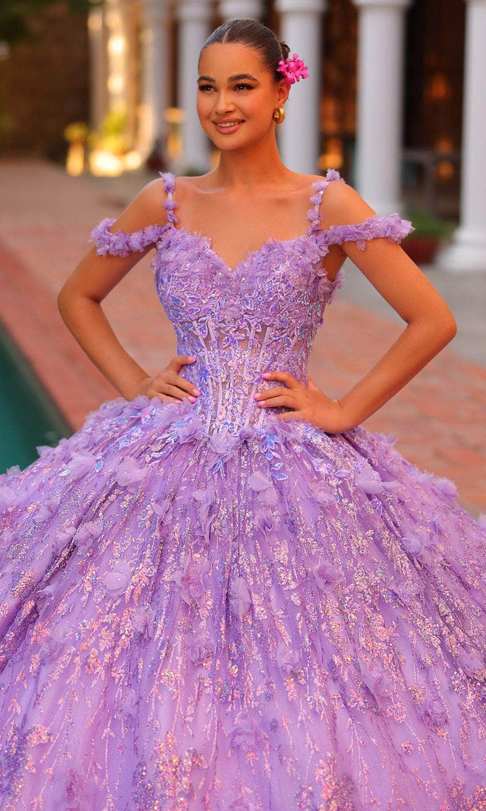 glitter hooded dress Amarra 54320 occasion:garden