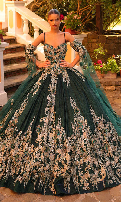 Amarra 54326 - Floral Embellished Ballgown 00 / Emerald
