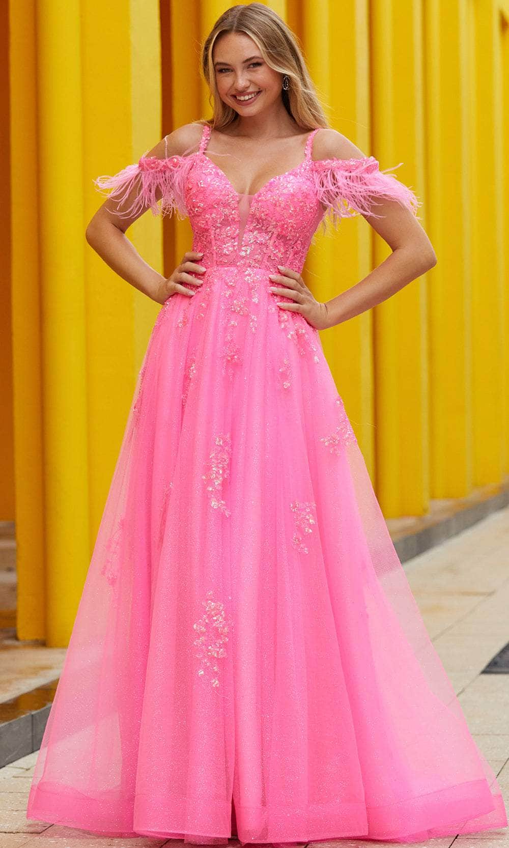 Amarra 88597 - Long Sequin/Tulle A-Line Dress