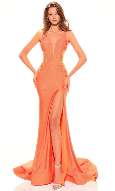 Amarra 88782 - Floral Sequin Embroidered Prom Dress 6 / Orange