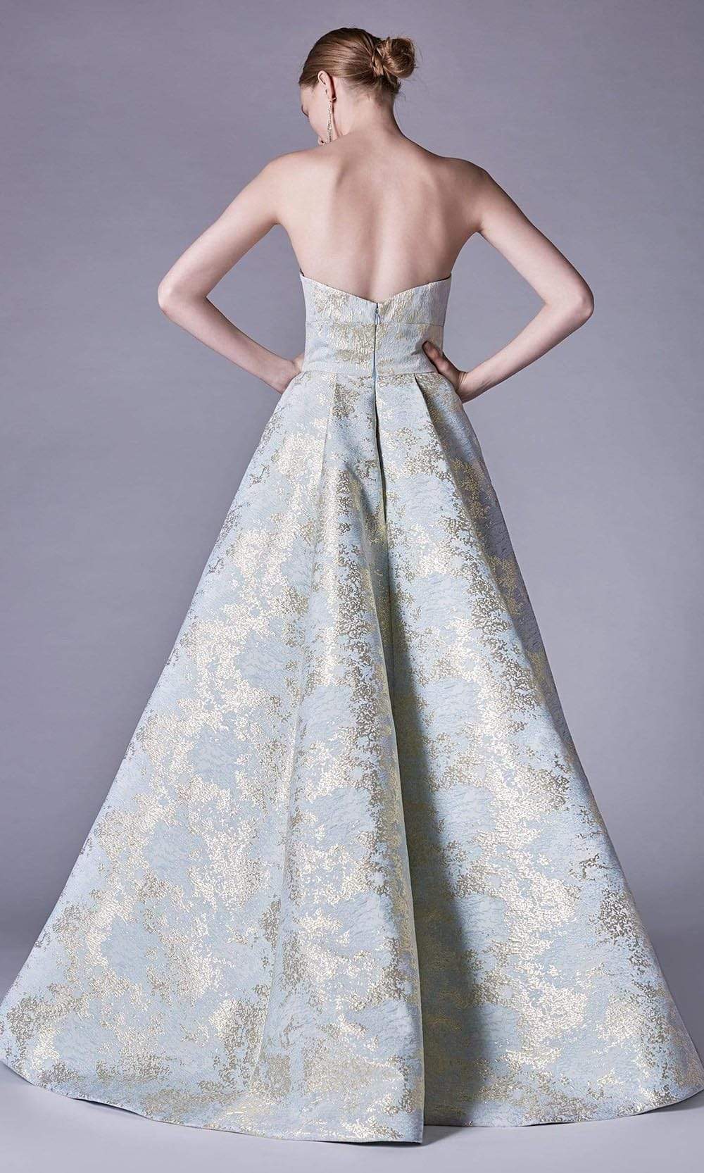 Andrea and Leo - A0726 Strapless High Slit Modern Print Dress Special Occasion Dress