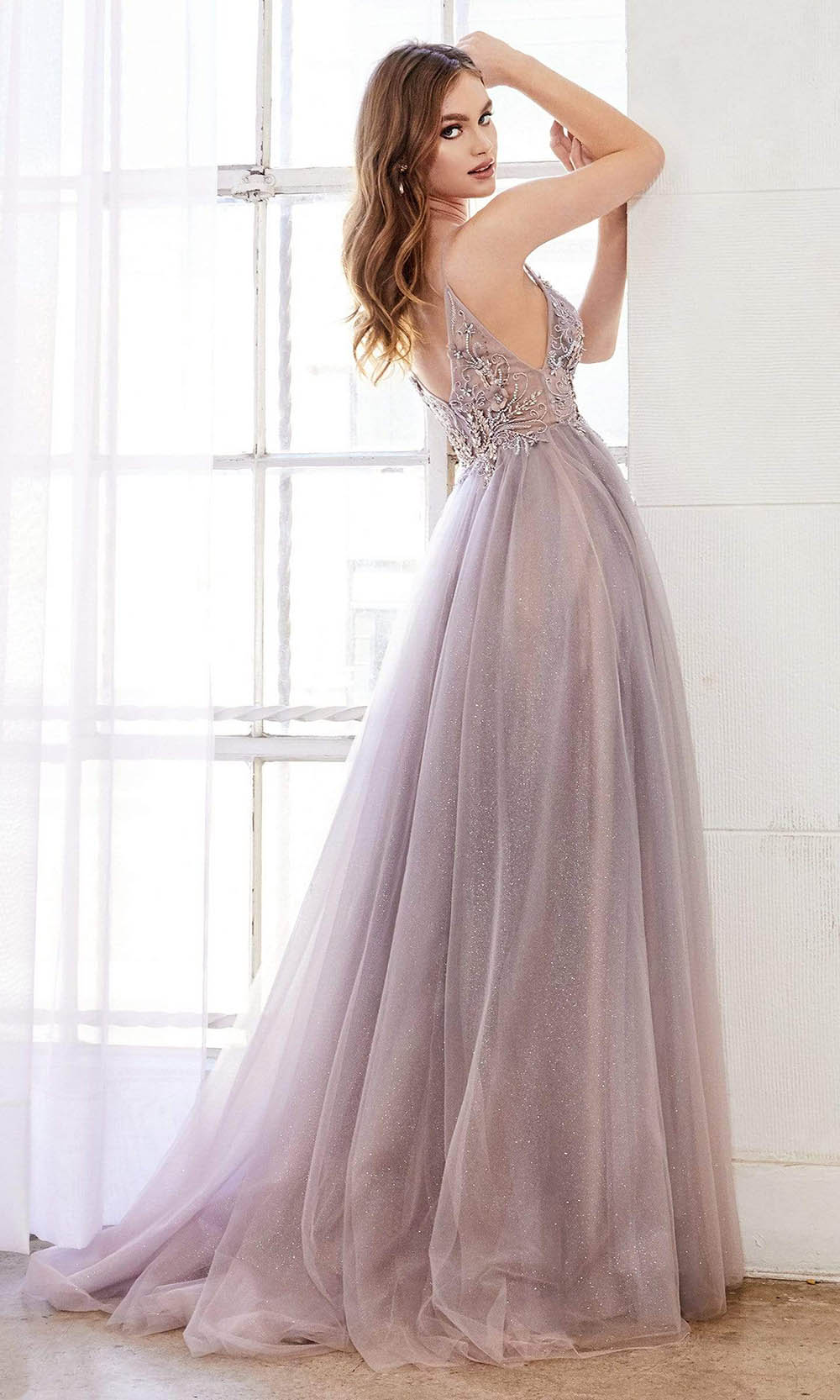 Andrea and Leo - A0850 Applique Deep V Neck A-Line Gown Bridesmaid Dresses