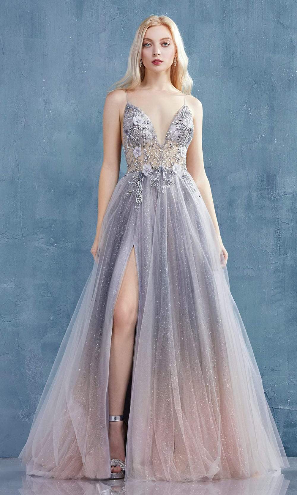 Andrea and Leo - A0850 Applique Deep V Neck A-Line Gown Bridesmaid Dresses