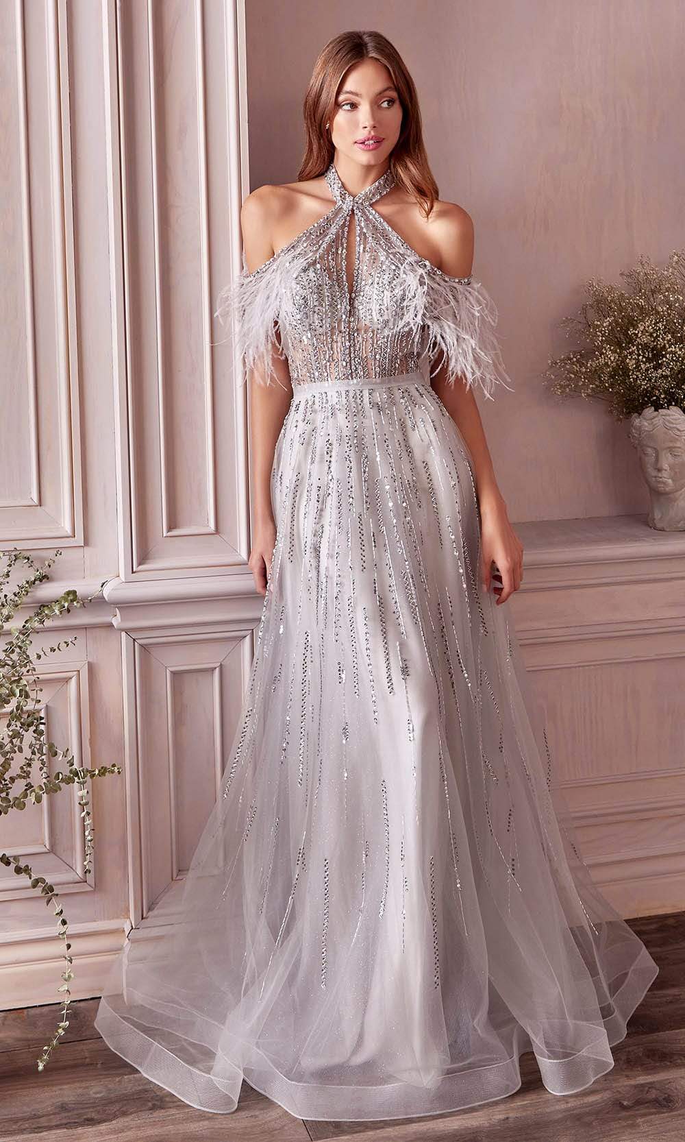 feather a line dress A-line Wedding Dress with Feather Accent White / FR 40