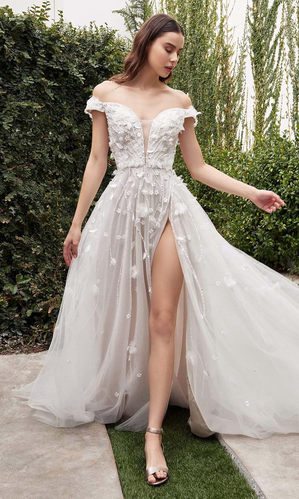 Andrea and Leo - A1038W Blossom Applique Bridal Gown Bridal Dresses 2 / Off White