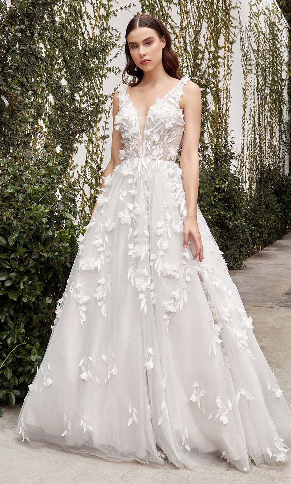 Andrea and Leo - A1042W Sleeveless Applique Bridal Gown Bridal Dresses 2 / Off White