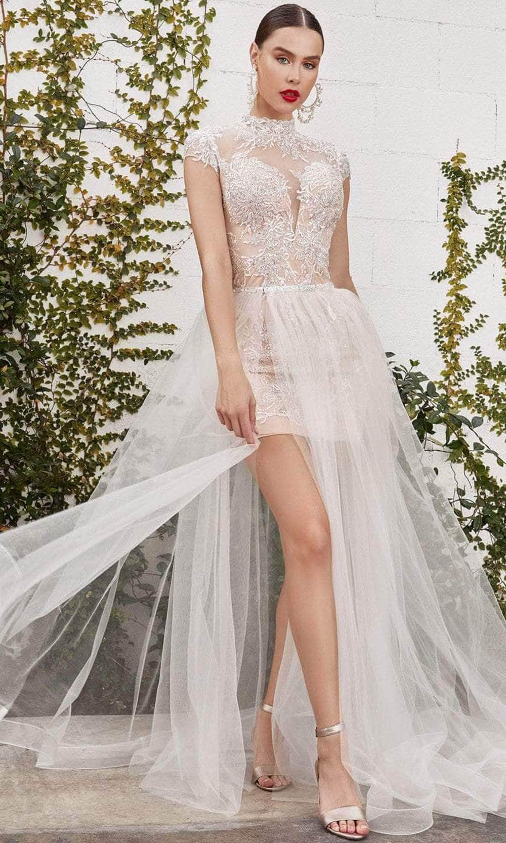 Andrea and Leo A1066 - Halter Beaded A-Line Dress Bridal Dresses 2 / Off White-Nude