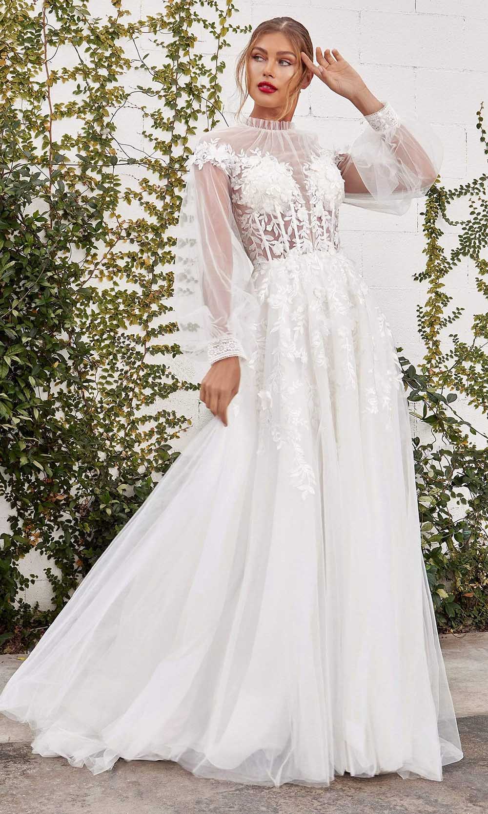Andrea and Leo - A1074W High Neck Shirred Bridal Gown Bridal Dresses 2 / Off White