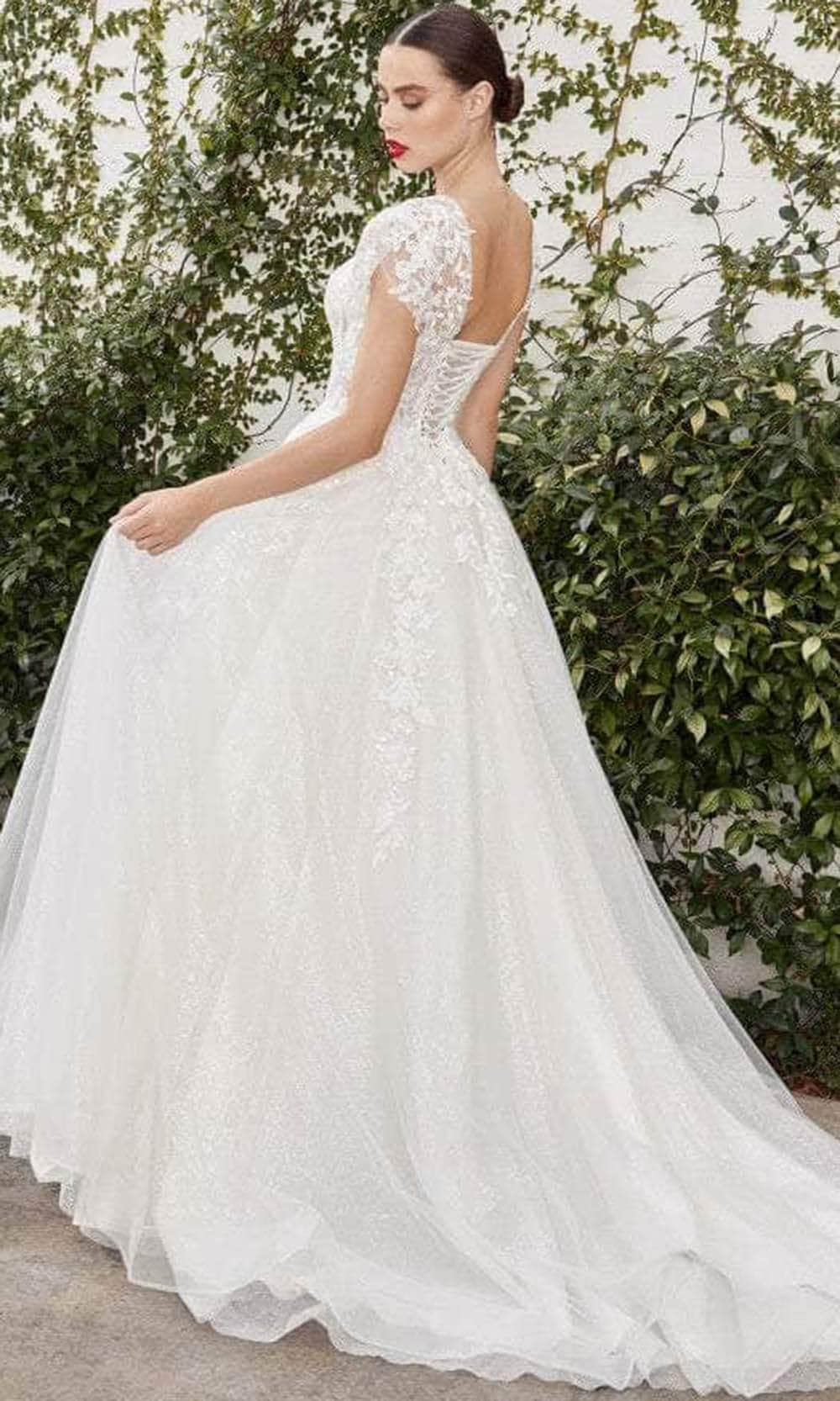 Andrea and Leo A1082W - Lace Applique Cap Sleeve A-Line Dress Bridal Dresses