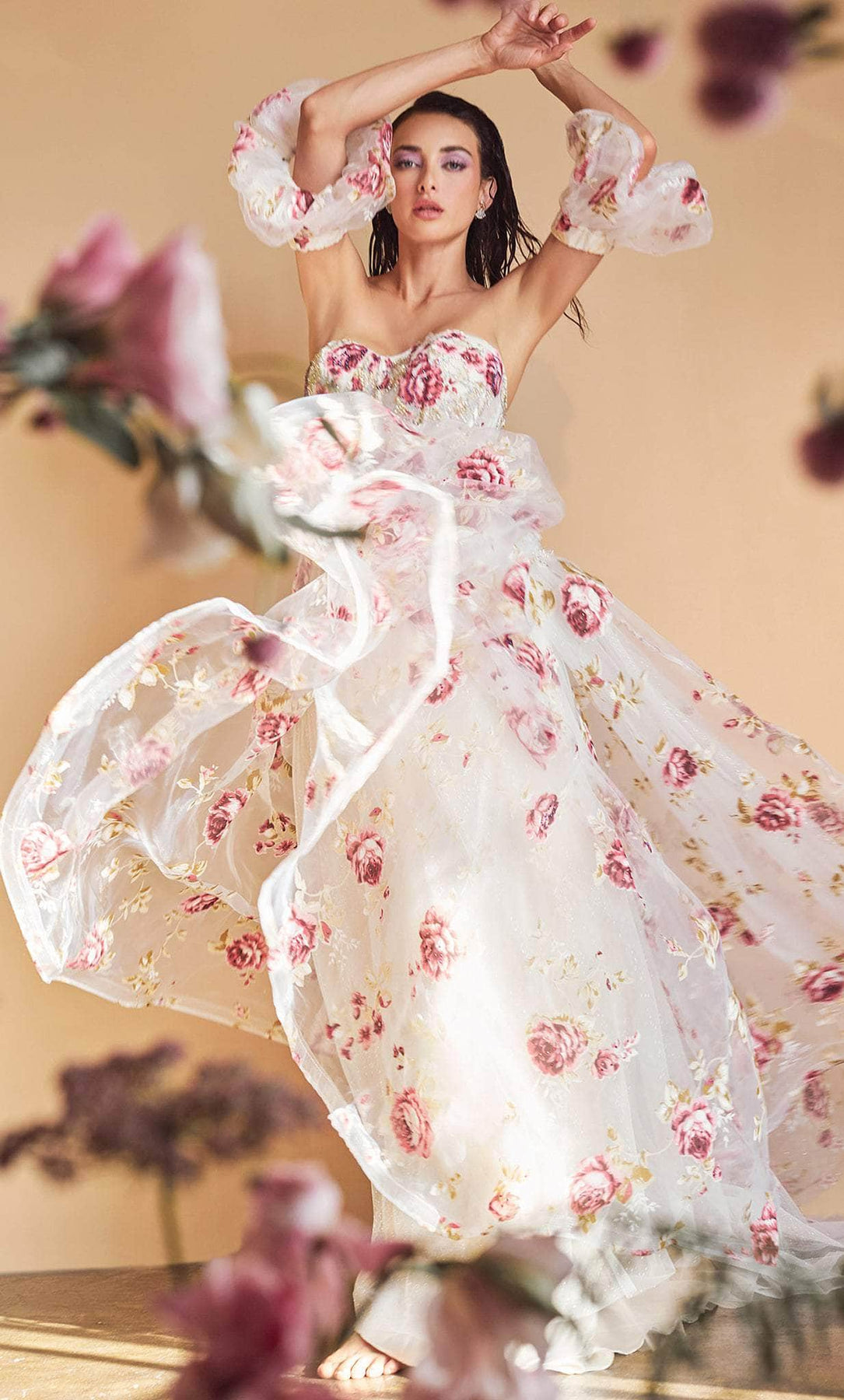 Andrea and Leo A1133 - Strapless Floral Printed Ballgown Special Occasion Dress