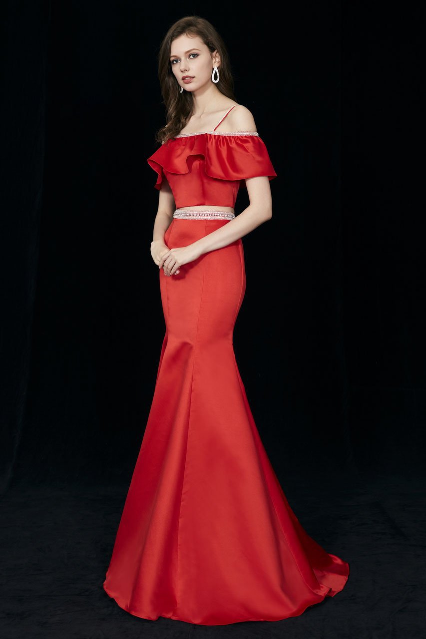 Angela & Alison - 81010 Two-Piece Ruffled Off-Shoulder Trumpet Gown Special Occasion Dress
