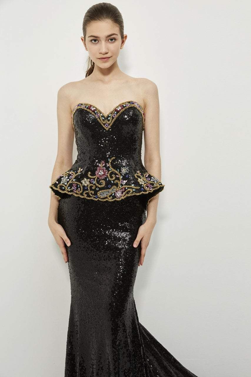 Angela & Alison - 81052 Strapless Peplum Evening Gown Special Occasion Dress