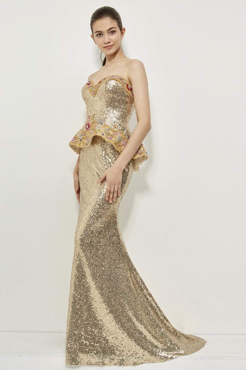Angela & Alison - 81052 Strapless Peplum Evening Gown Special Occasion Dress