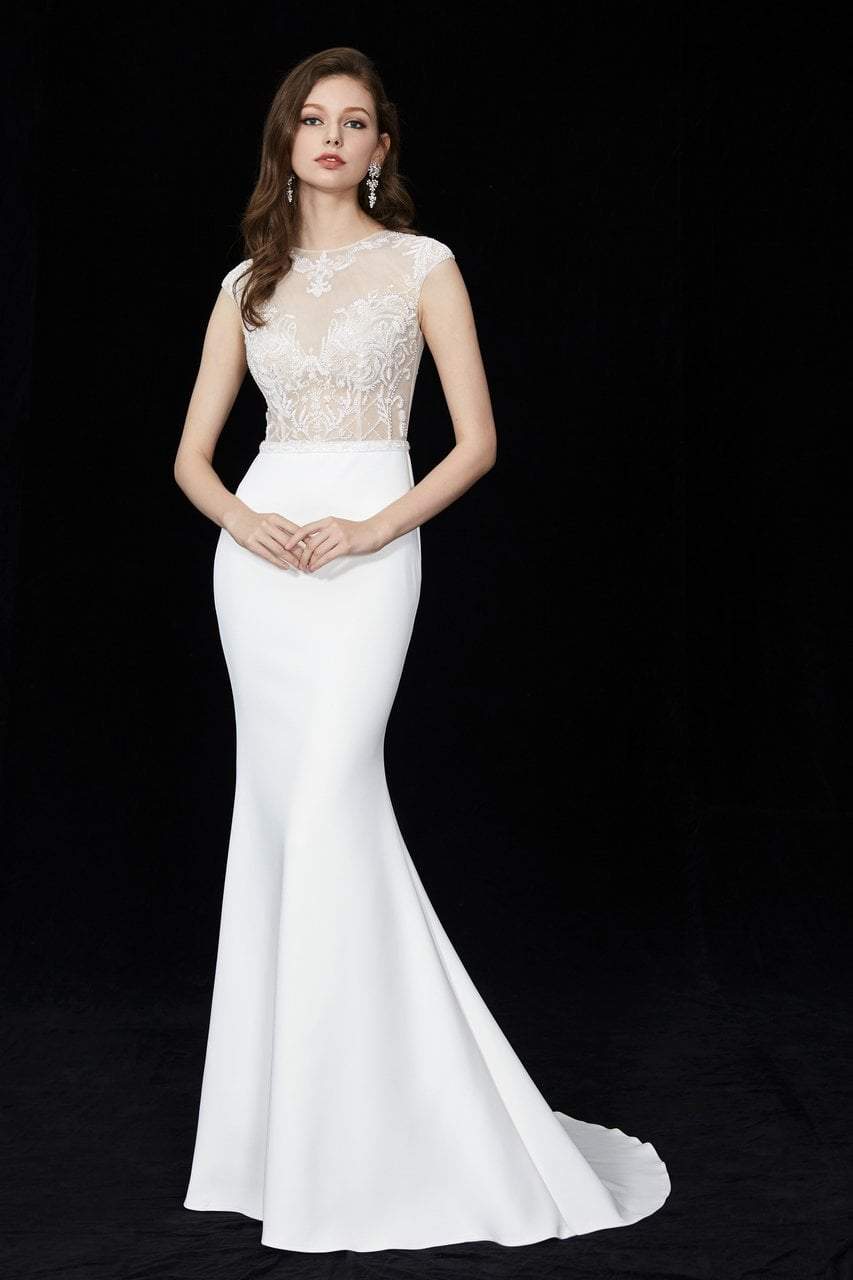 Angela & Alison - 81076 Embellished Illusion Jewel Trumpet Dress Special Occasion Dress