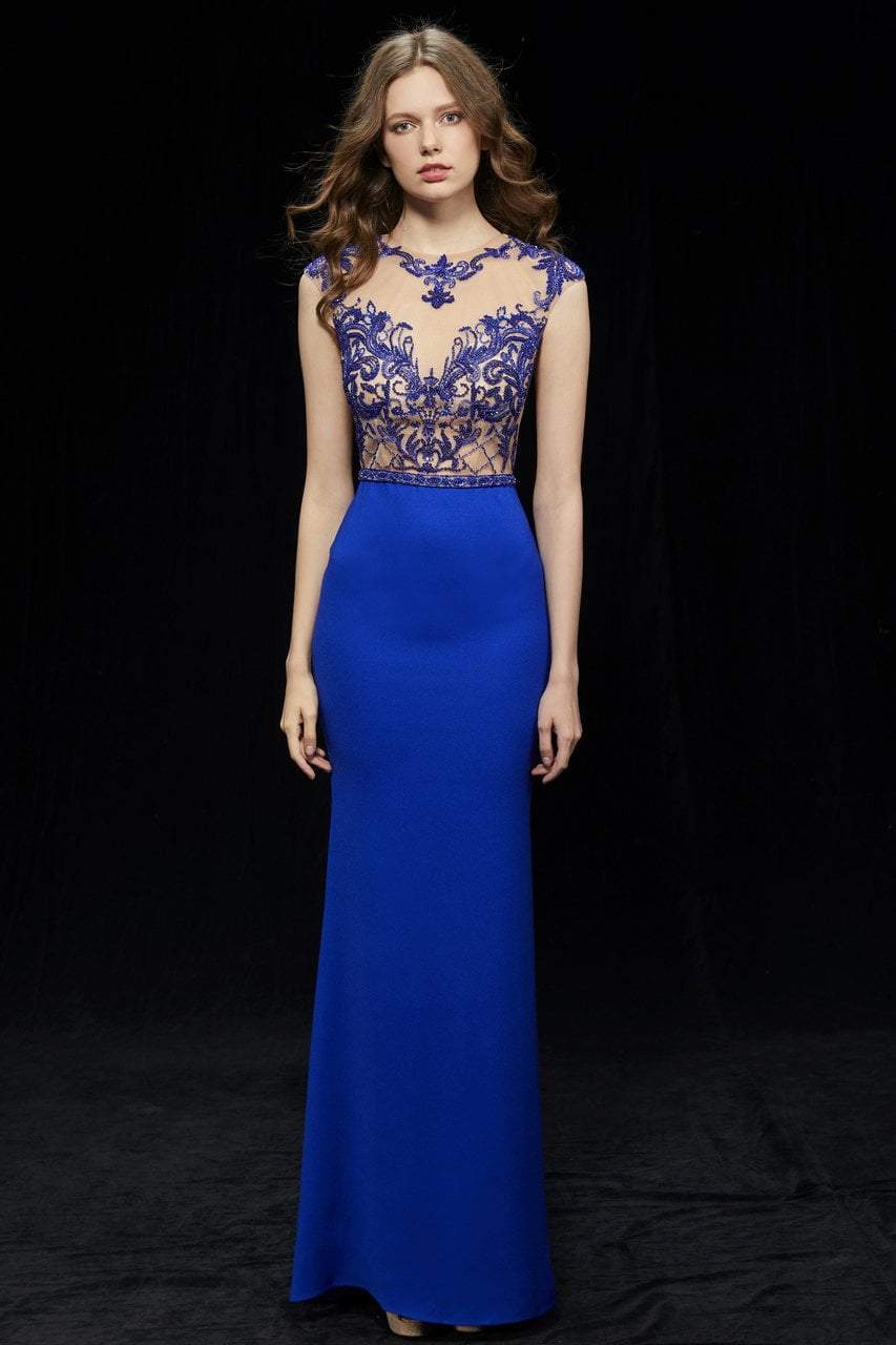Angela & Alison - 81076 Embellished Illusion Jewel Trumpet Dress Special Occasion Dress