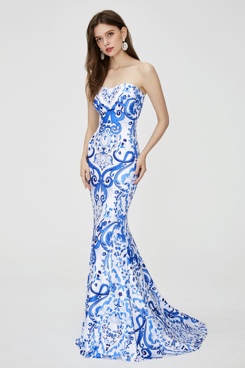 Angela & Alison - 81111 Strapless Printed Sweetheart Mermaid Dress Special Occasion Dress