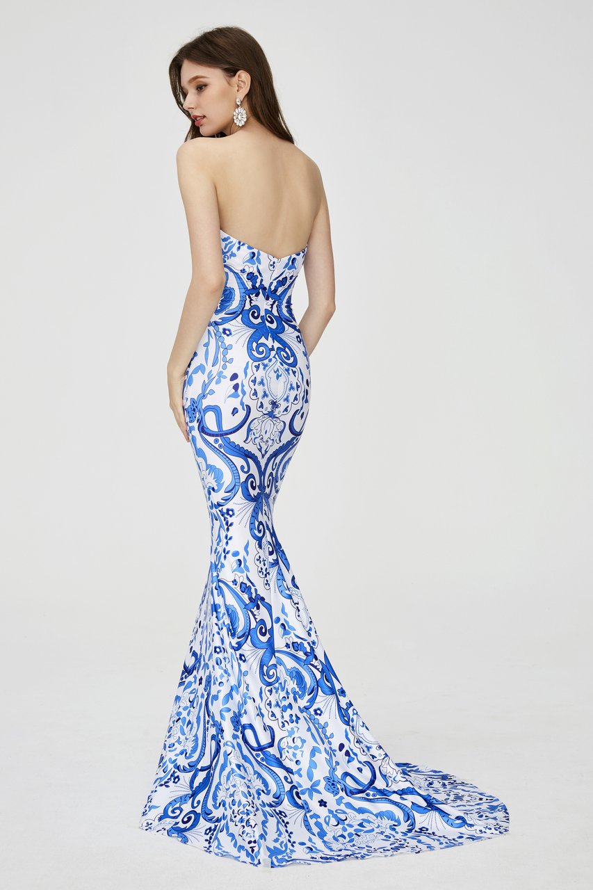 Angela & Alison - 81111 Strapless Printed Sweetheart Mermaid Dress Special Occasion Dress